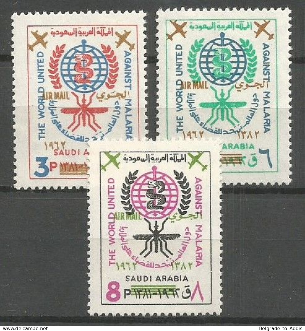 Saudi Arabia Scott #252-254 Complete Set MNH / ** 1962 Malaria Air Mail Overprint - Saudi Arabia