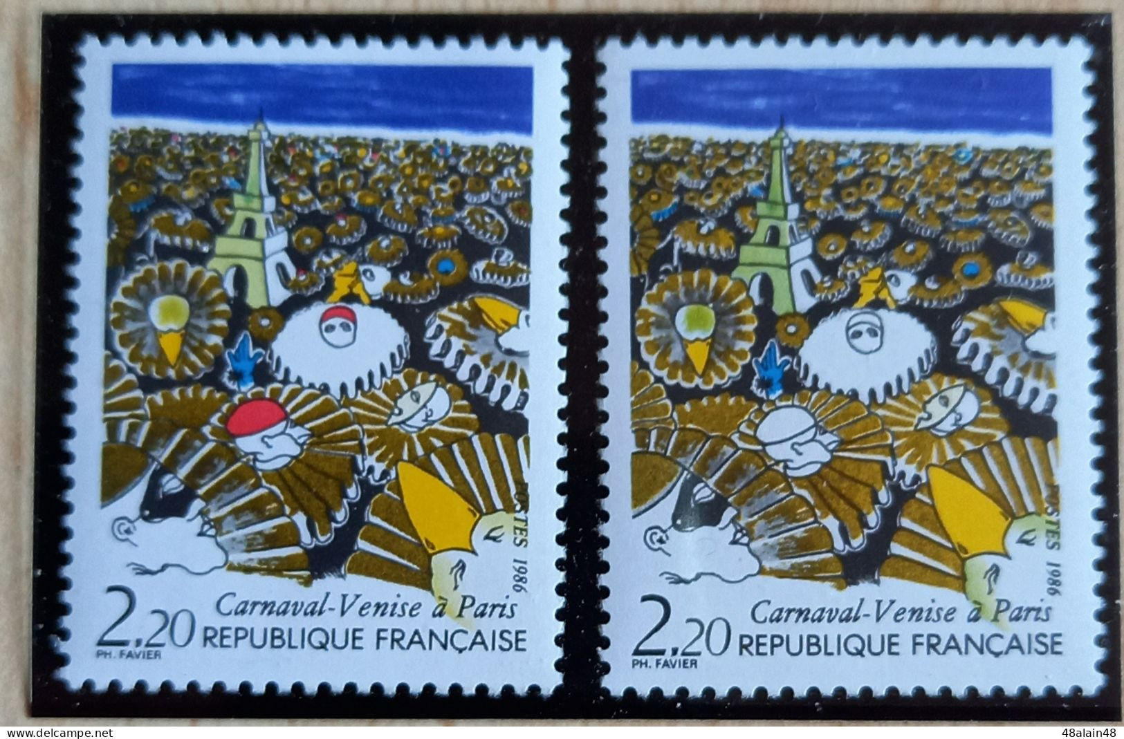 2 Variétés France De 1986 - Y&T N° 2395b + 2395c - Carnaval - Venise à Paris - Ungebraucht