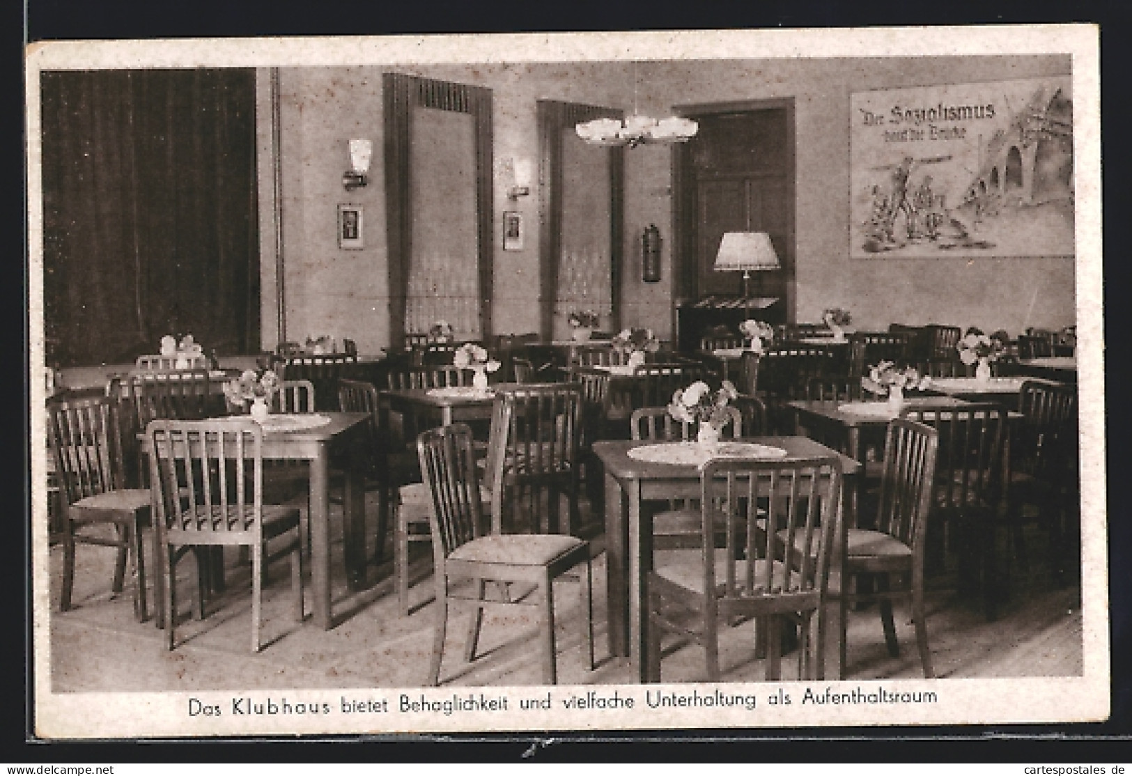 AK Warmbad-Wolkenstein, Bergarbeiter-Sanatorium, Aufenthaltsraum Im Klubhaus  - Wolkenstein