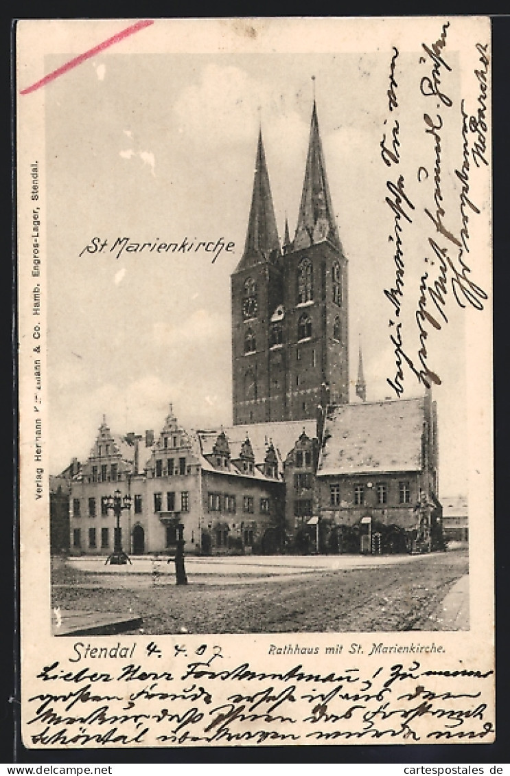 AK Stendal, Rathaus Mit St. Marienkirche  - Stendal
