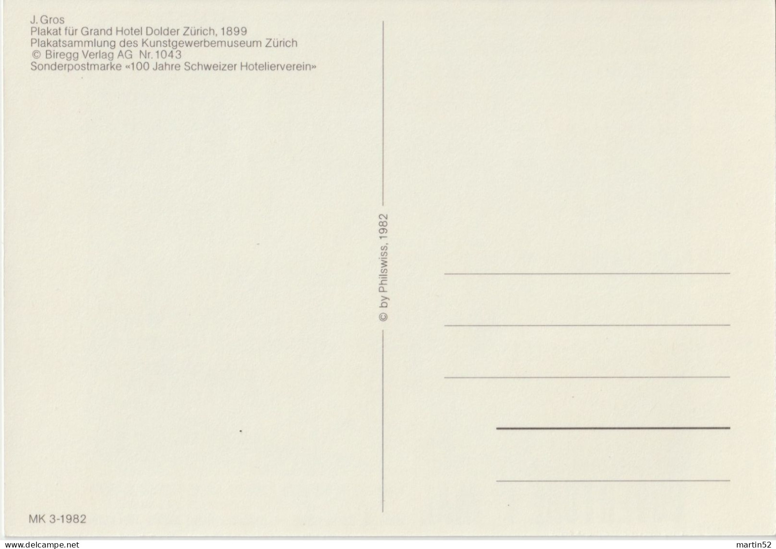 Schweiz Suisse 1982: Zu 663 Mi 1216 Yv 1143 Auf Maxi-Karte CM "DOLDER GRAND HOTEL & CURHAUS" Mit ⊙ BERN 18.2.82 - Settore Alberghiero & Ristorazione