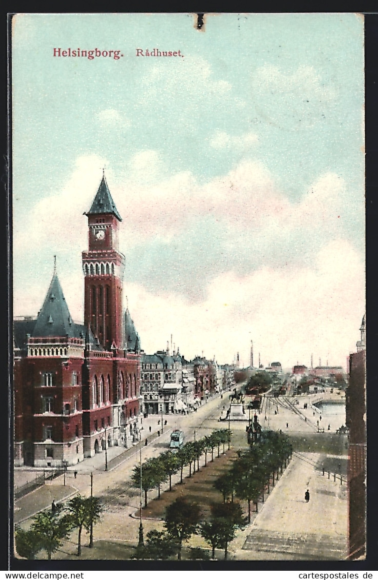 AK Helsingborg, Radhuset Mit Strassenbahn  - Tramways