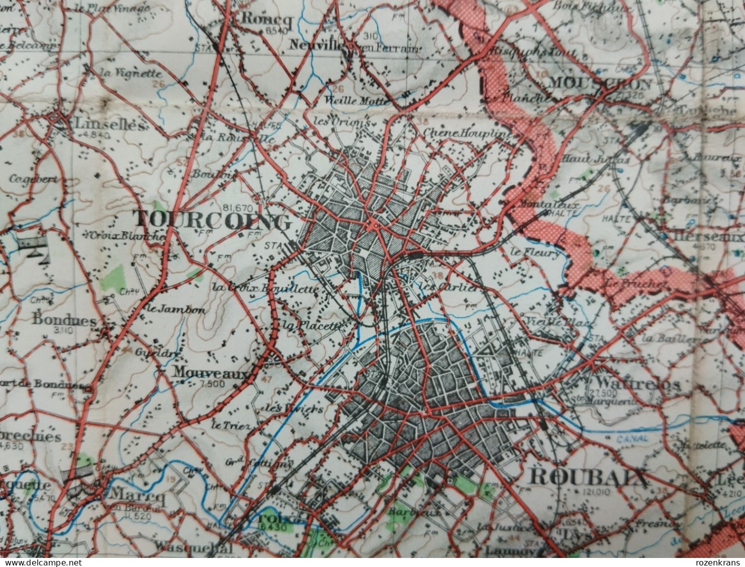 Carte Topographique Militaire UK War Office 1917 World War 1 WW1 Tournai Roubaix Lille Roeselare Kortrijk Deinze Tielt - Topographical Maps