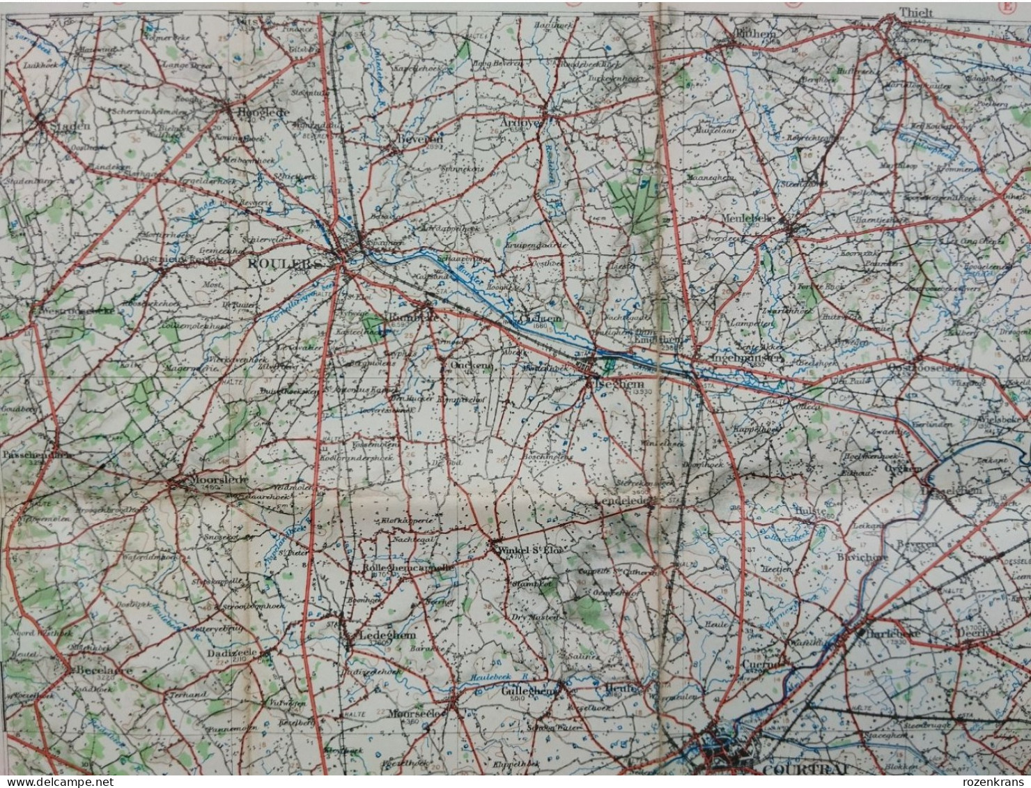 Carte Topographique Militaire UK War Office 1917 World War 1 WW1 Tournai Roubaix Lille Roeselare Kortrijk Deinze Tielt