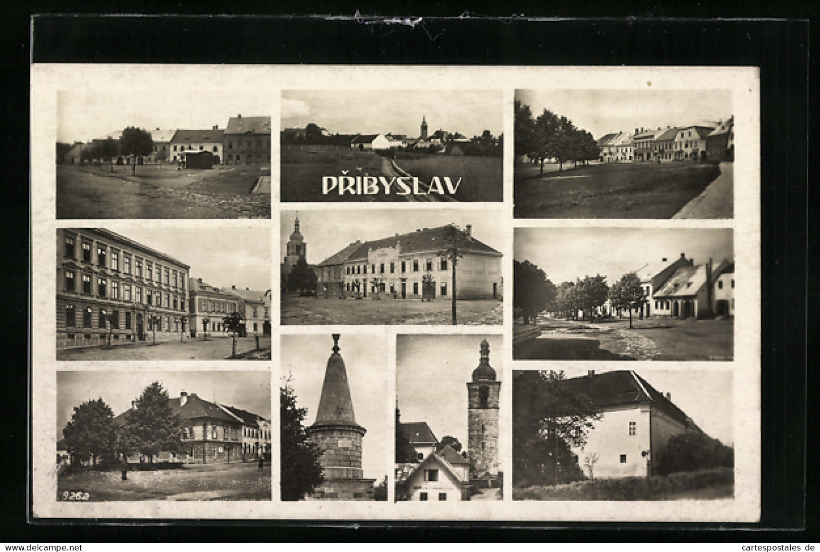 AK Pribyslav, Ortspartie, Strassenpartie, Turm  - Czech Republic