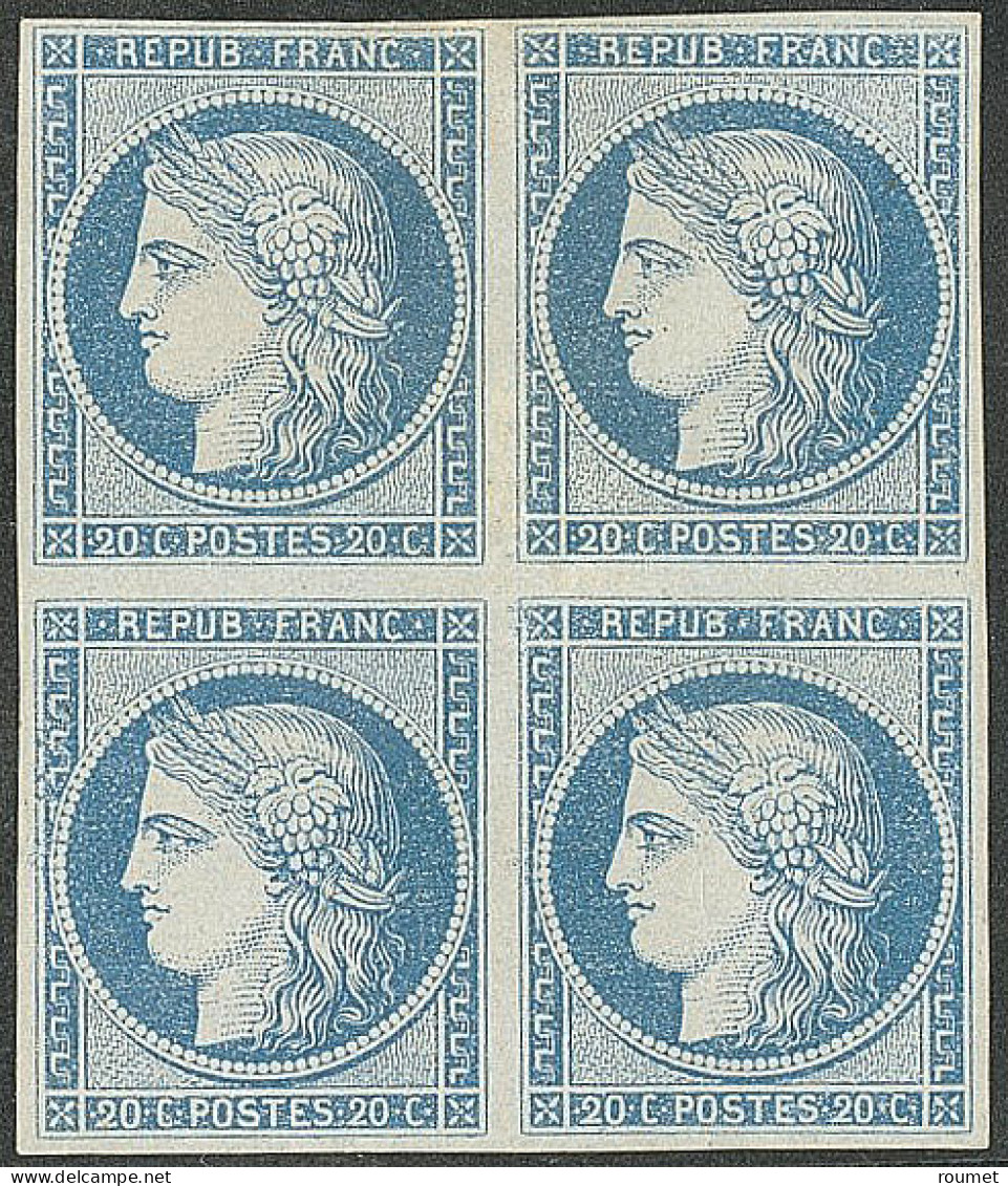 (*) Non émis. No 8b, Bleu Sur Azuré, Bloc De Quatre. - TB. - R - 1849-1850 Ceres