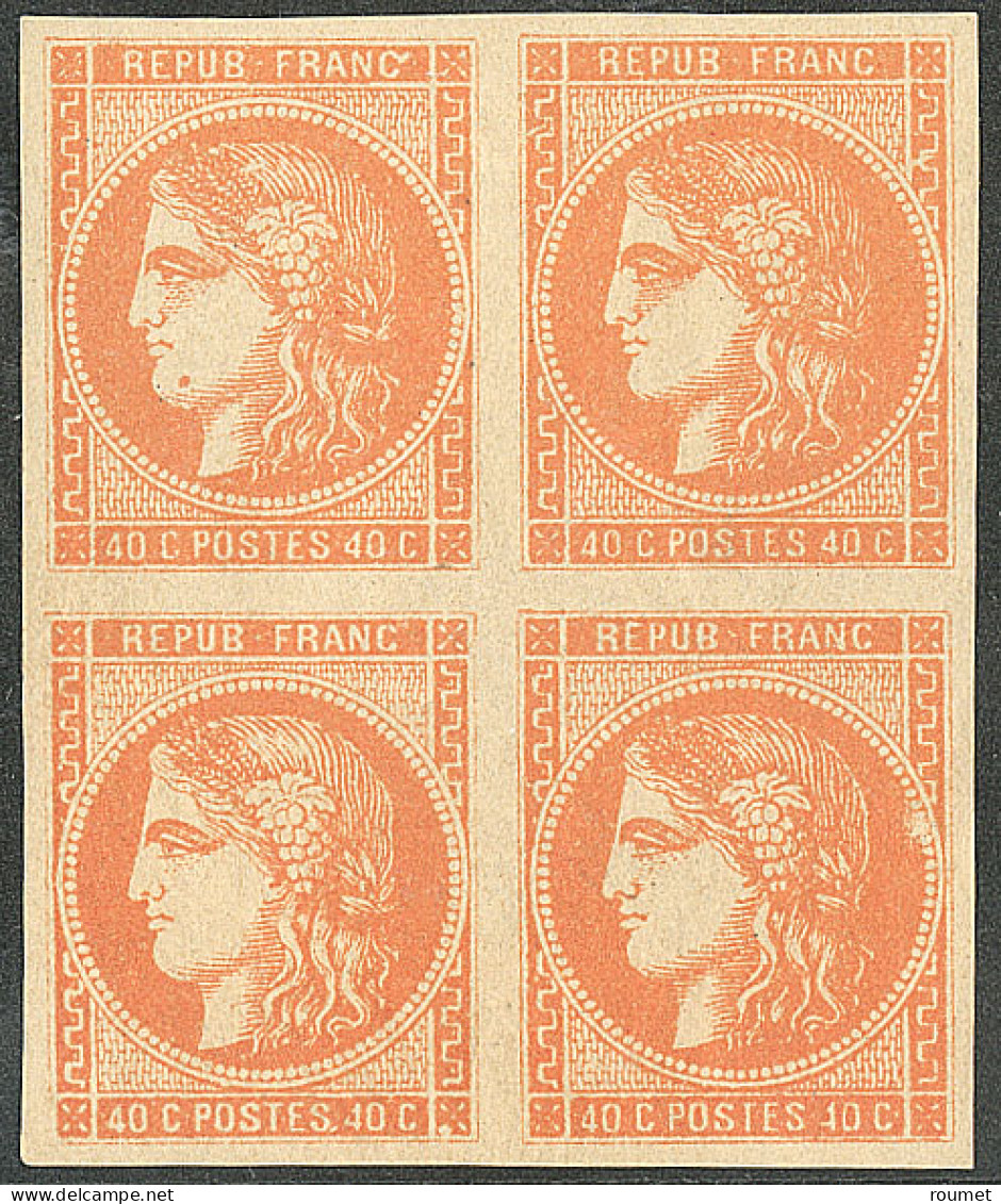 * No 48, Orange, Bloc De Quatre. - TB - 1870 Bordeaux Printing