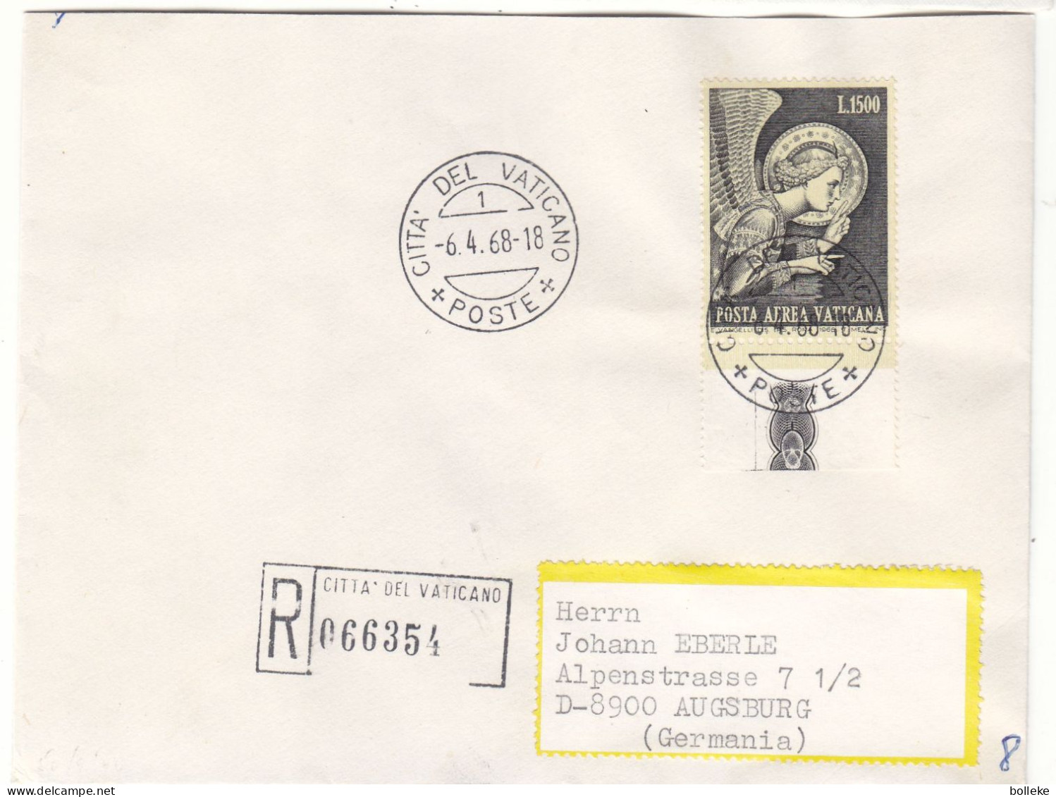 Vatican - Lettre Recom De 1968 - Oblit Citta Del Vaticano - - Briefe U. Dokumente