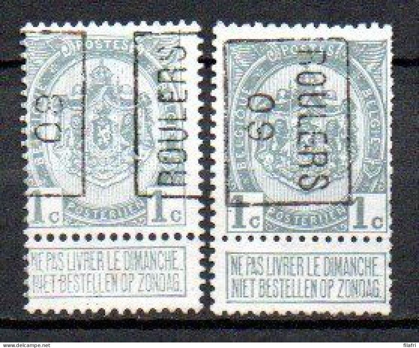 1340 Voorafstempeling Op Nr 81 - ROULERS 09 - Positie A & B - Rollo De Sellos 1900-09