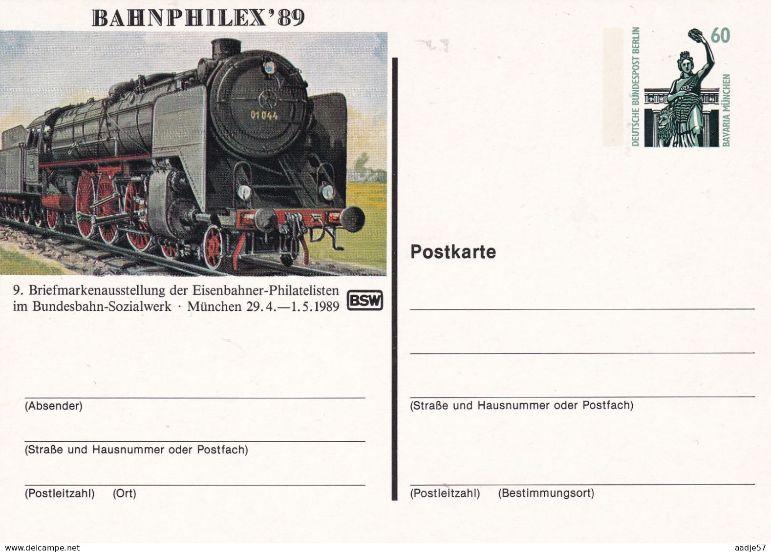 Germany Berlin 1989 Bahnphilex '89 BSW - Cartes Postales Privées - Neuves