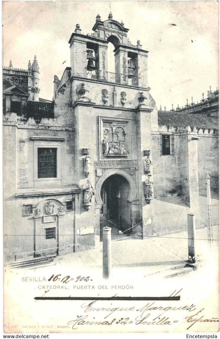 CPA Carte Postale Espagne Sevilla Catedral Puerta Del Perdon 1902 VM80320 - Sevilla (Siviglia)