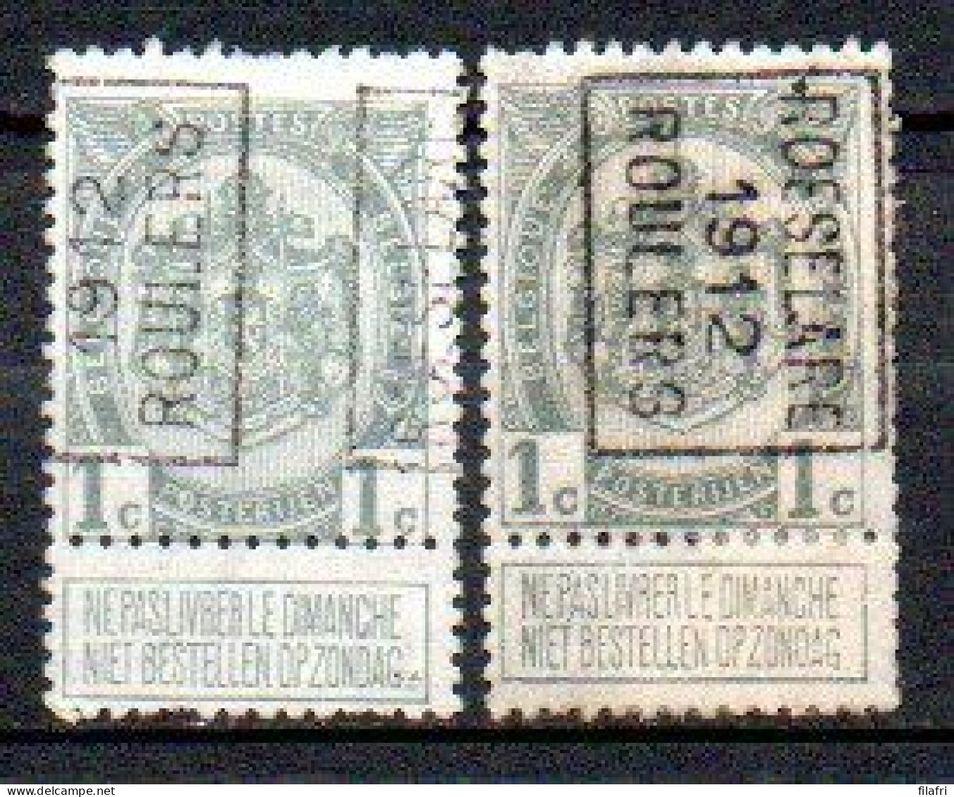 1919 Voorafstempeling Op Nr 81A - ROESELARE 1912 ROULERS - Positie A & B - Rollenmarken 1910-19