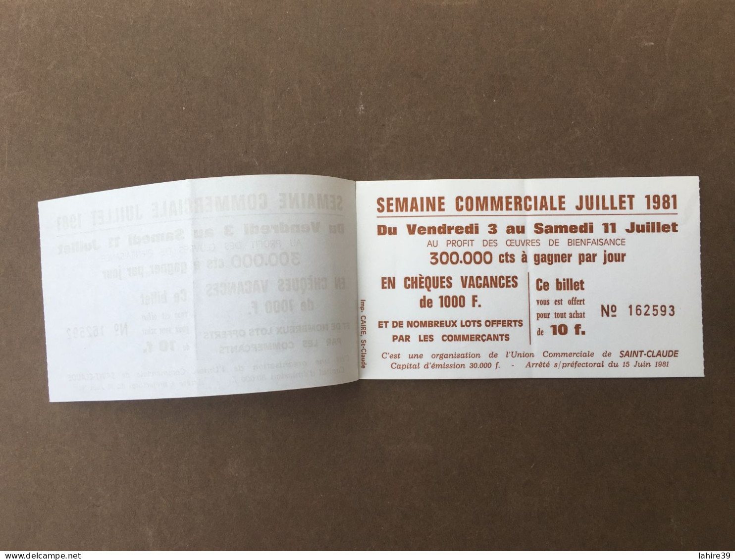4 Billets De Semaine Commerciale / Chèques Vacances / Bon Achat / 1981 / Saint Claude / Jura - Chèques & Chèques De Voyage