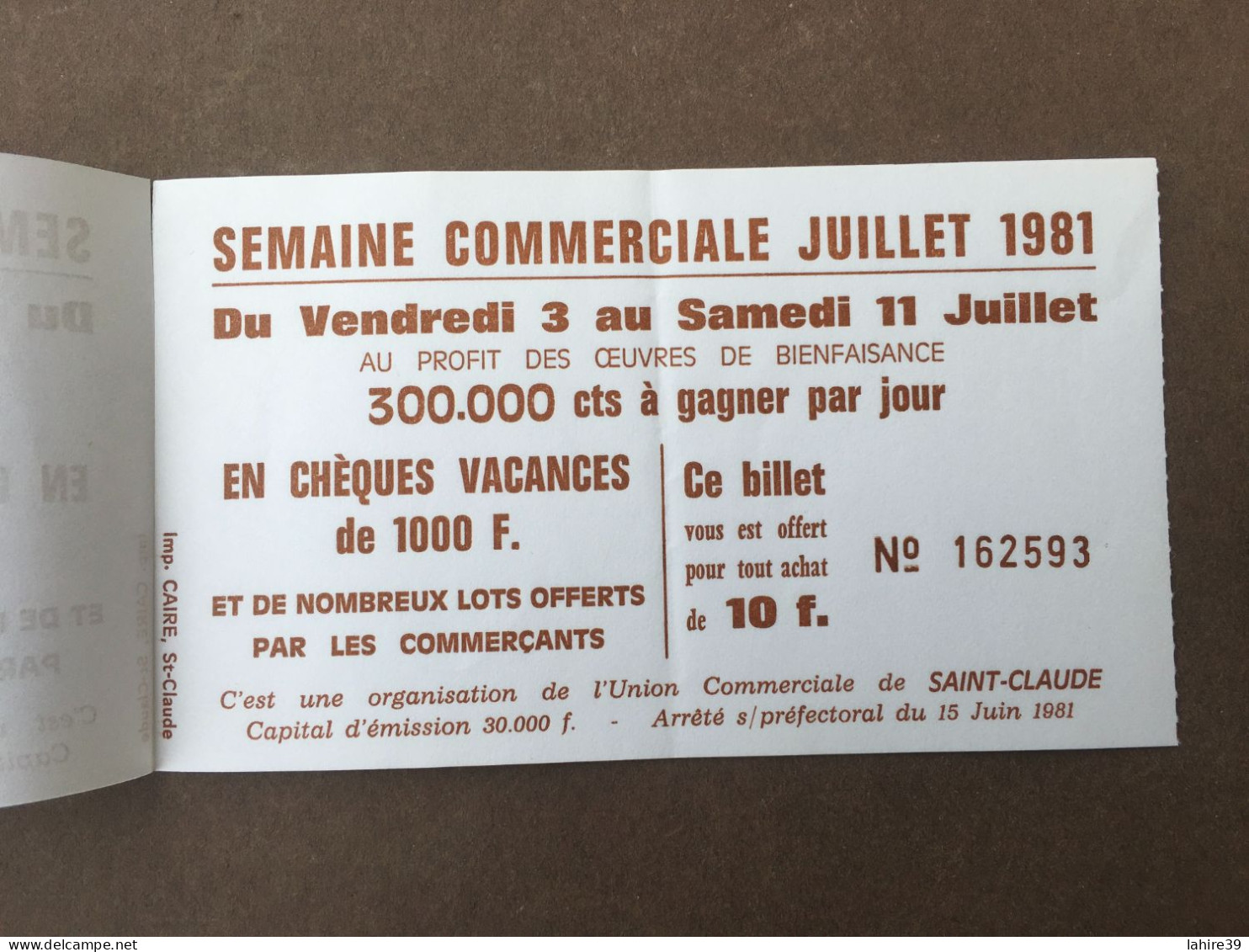 4 Billets De Semaine Commerciale / Chèques Vacances / Bon Achat / 1981 / Saint Claude / Jura - Chèques & Chèques De Voyage