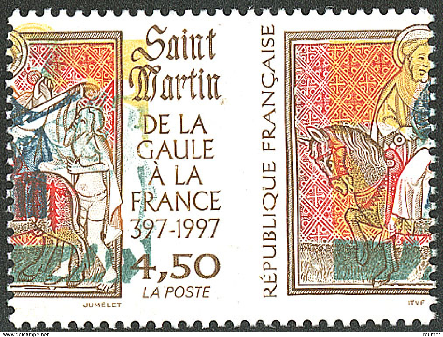 **  Saint Martin. Couleurs Très Décalées, Piquage à Cheval. No 3069c. - TB (N°et Cote SM) - Andere & Zonder Classificatie