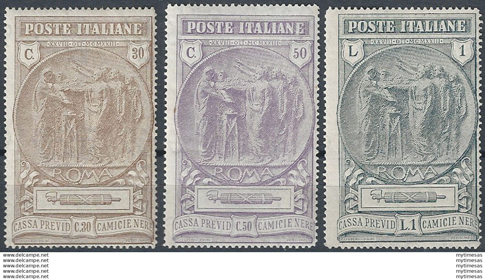 1923 Italia Camicie Nere 3v. Mc MNH Sassone N. 147/49 - Andere & Zonder Classificatie