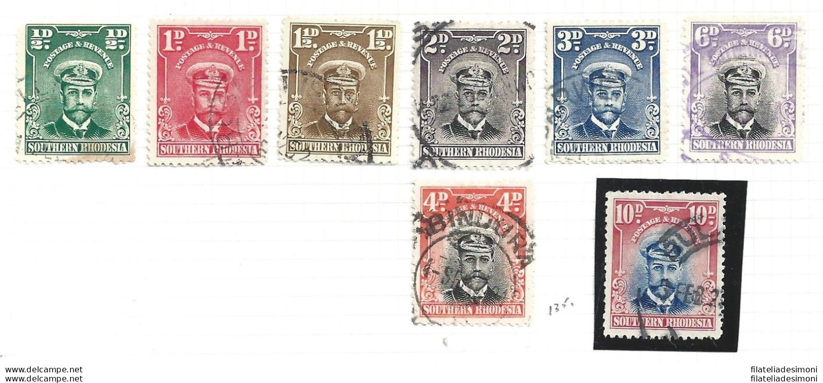 1904-29  SOUTHERN RHODESIA - SG N° 9 10d.+ Low Values USED - Sonstige & Ohne Zuordnung