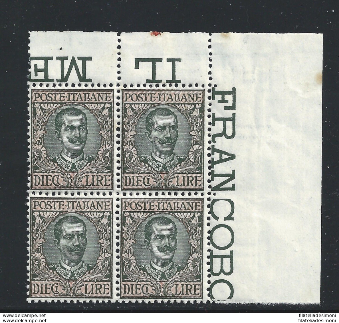 1910 REGNO - N° 91 , Michetti , Tipo Floreale ,  10 Lire Oliva E Rosa,  MNH** Q - Other & Unclassified