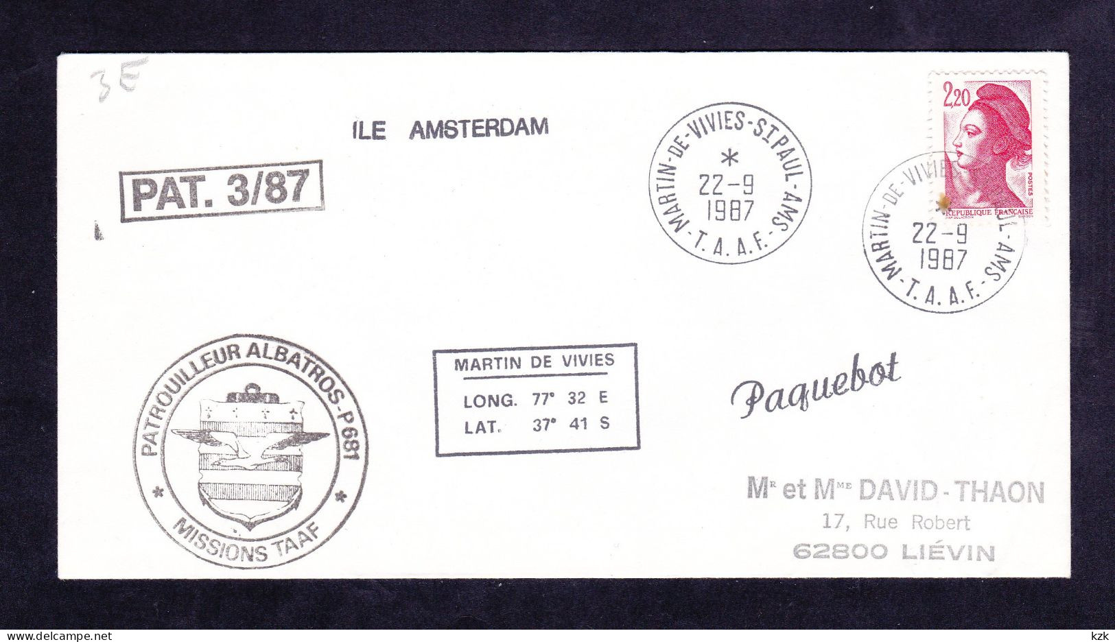 2 04	356	-	Pat. Albatros - Pat. 3/87   Obl. 22/09/1987 - Poste Navale