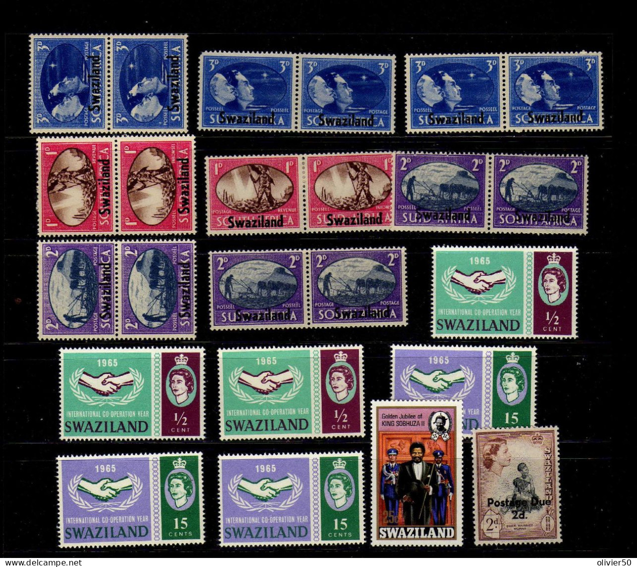 Swaziland - Elizabeth II - Timbres D'AS Surcharges - Neufs**/* - Swasiland (...-1967)