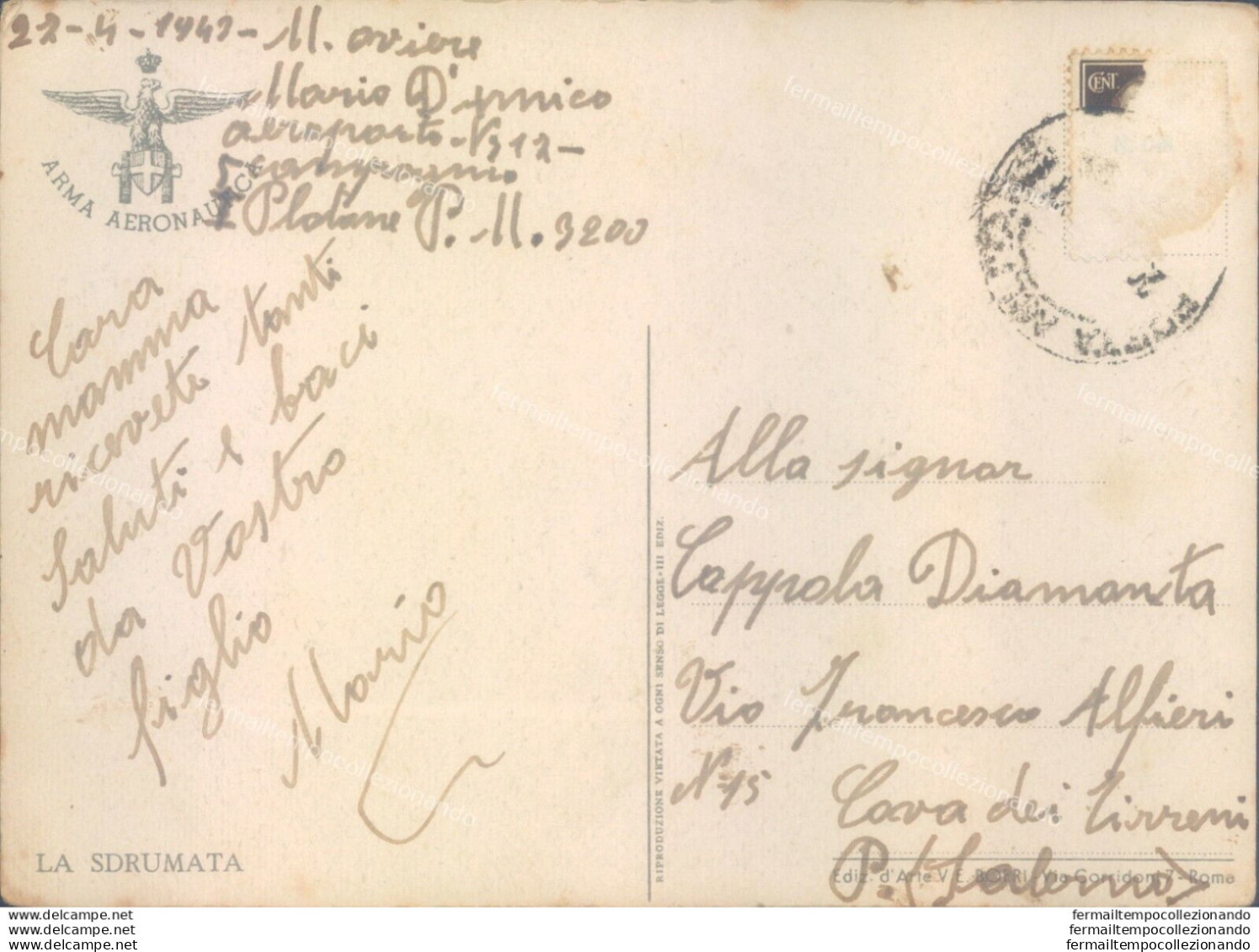 Ba Cartolina Arma Aeronautica Aviazione La Sdrumata 1943 - Other & Unclassified