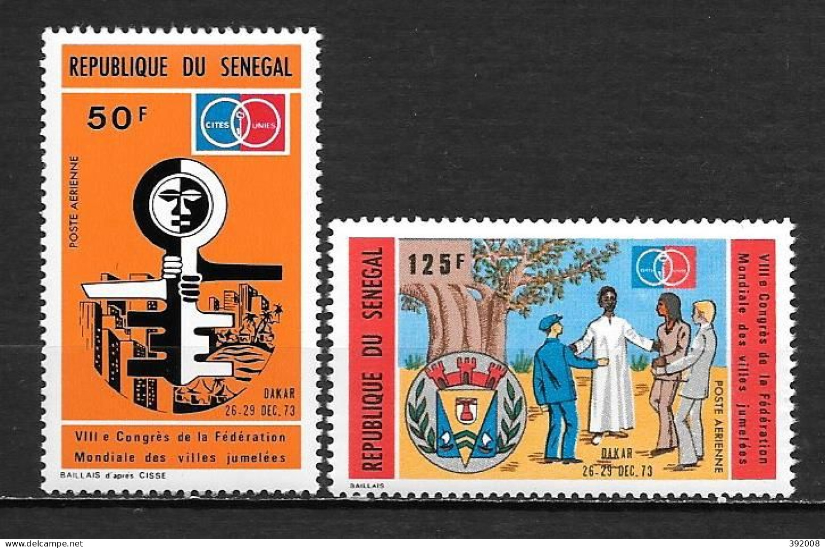PA - 1974 - N° 130 à 131 **MNH - Fédération Des Villes Jumelées - Sénégal (1960-...)