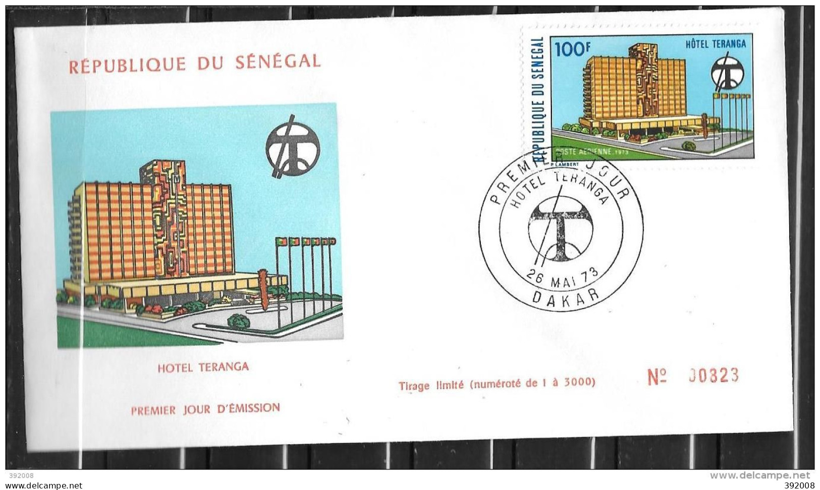 FDC - 1973 - Hôtel Téranga - 18 - 1 - Senegal (1960-...)