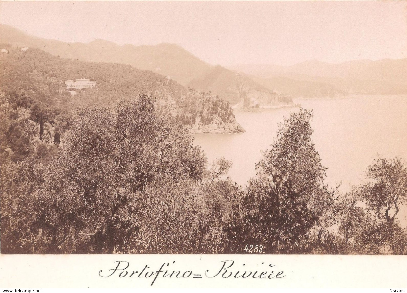 Italie - PORTOFINO - Photo 19è Siècle 9,3 X 15 Cm Collée Sur Support Cartonné 16 X 21,4 Cm - Other & Unclassified