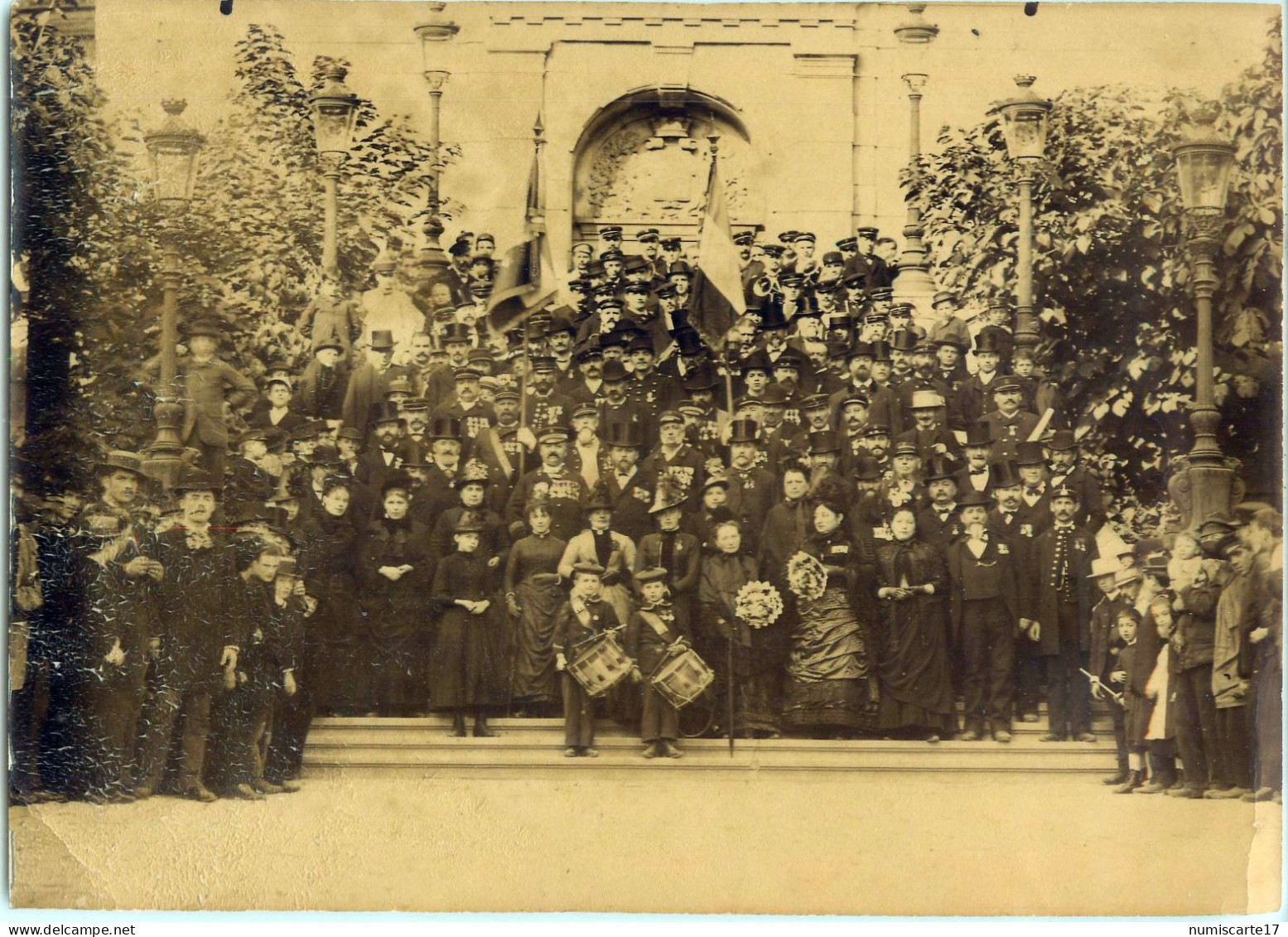 PONTOISE 95 Photo 1886 17x23cm  Société Des Sauveteurs De Seine Et Oise Réunis à Pontoise ( Escalier St Maclou ) - Old (before 1900)