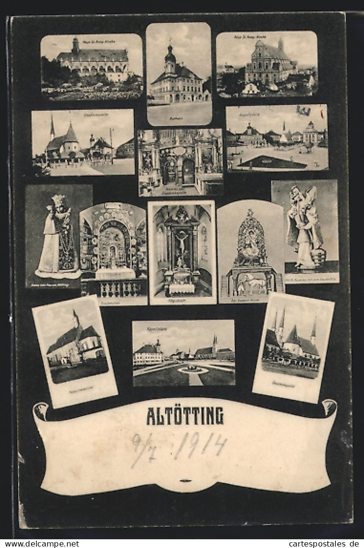 AK Altötting, Rathaus, Gnadenkapelle, Neue St. Anna-Kirche  - Altoetting