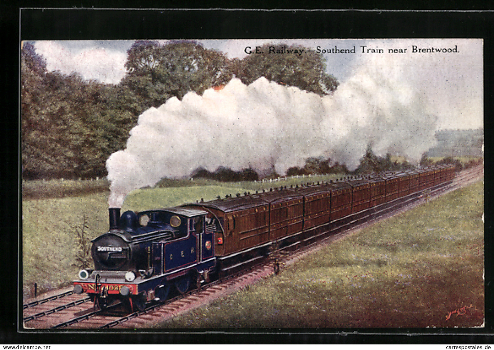 Artist's Pc GE Railway, Southend Train Near Brentwood, Englische Eisenbahn  - Trenes