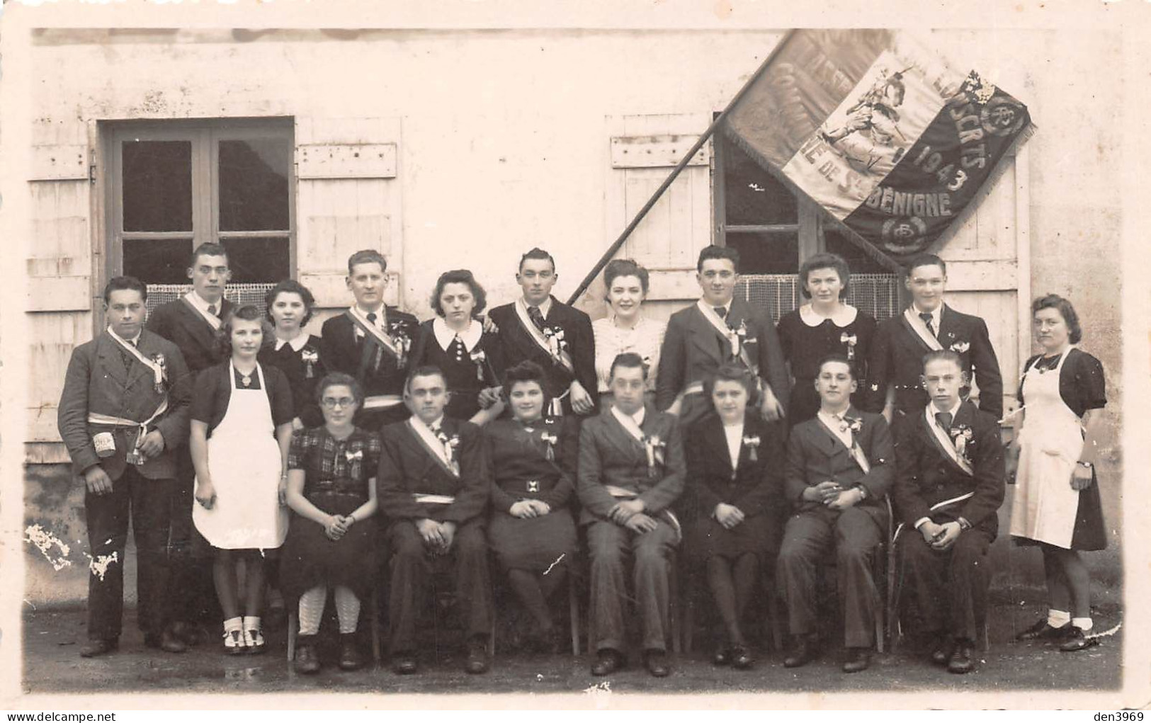 Commune De SAINT-BENIGNE (Ain) - Les Conscrits De La Classe 1943 - Carte-Photo (2 Scans) - Sin Clasificación