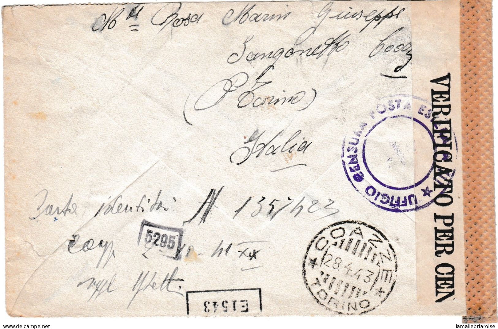 Italie, Enveloppe Avec Courrier De COAZZE Du 28/4/43 Pour Dijon, Marques De Censure - Military Mail (PM)