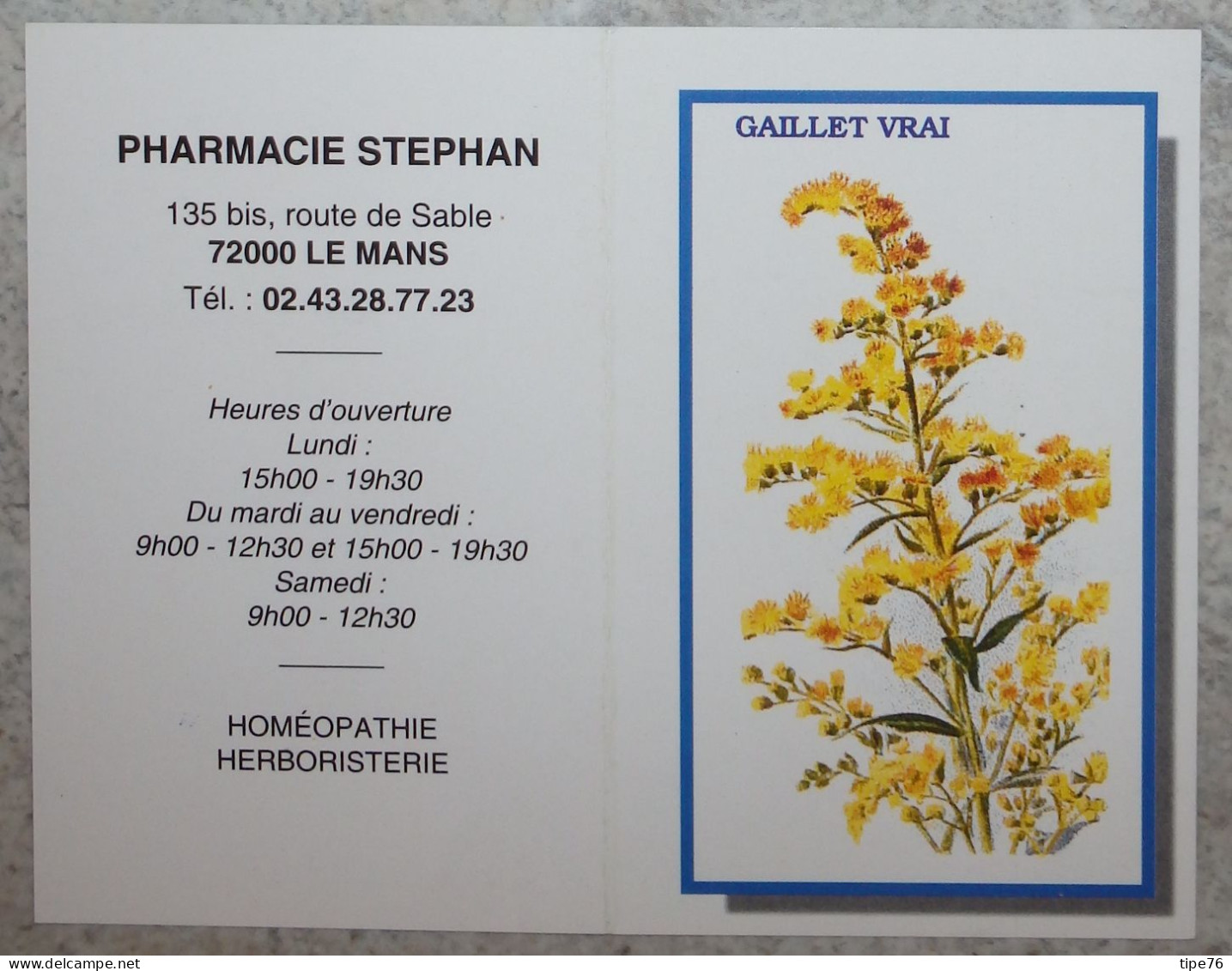 Petit Calendrier De Poche 2000 Fleur Gaillet Vrai Pharmacie Homéopathie Le Mans Sarthe - Tamaño Pequeño : 1991-00