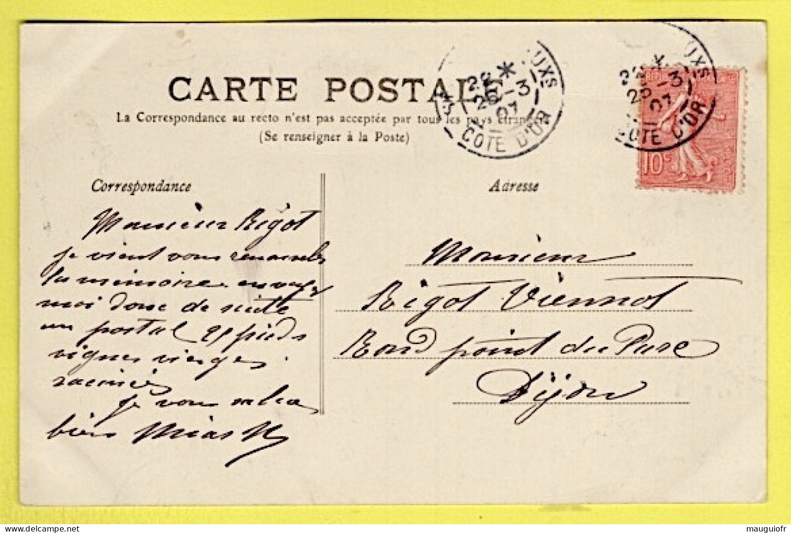 21 CÔTE D'OR / SEMUR LE PORCHE VU DE LA RUE BUFFON / 1907 - Semur
