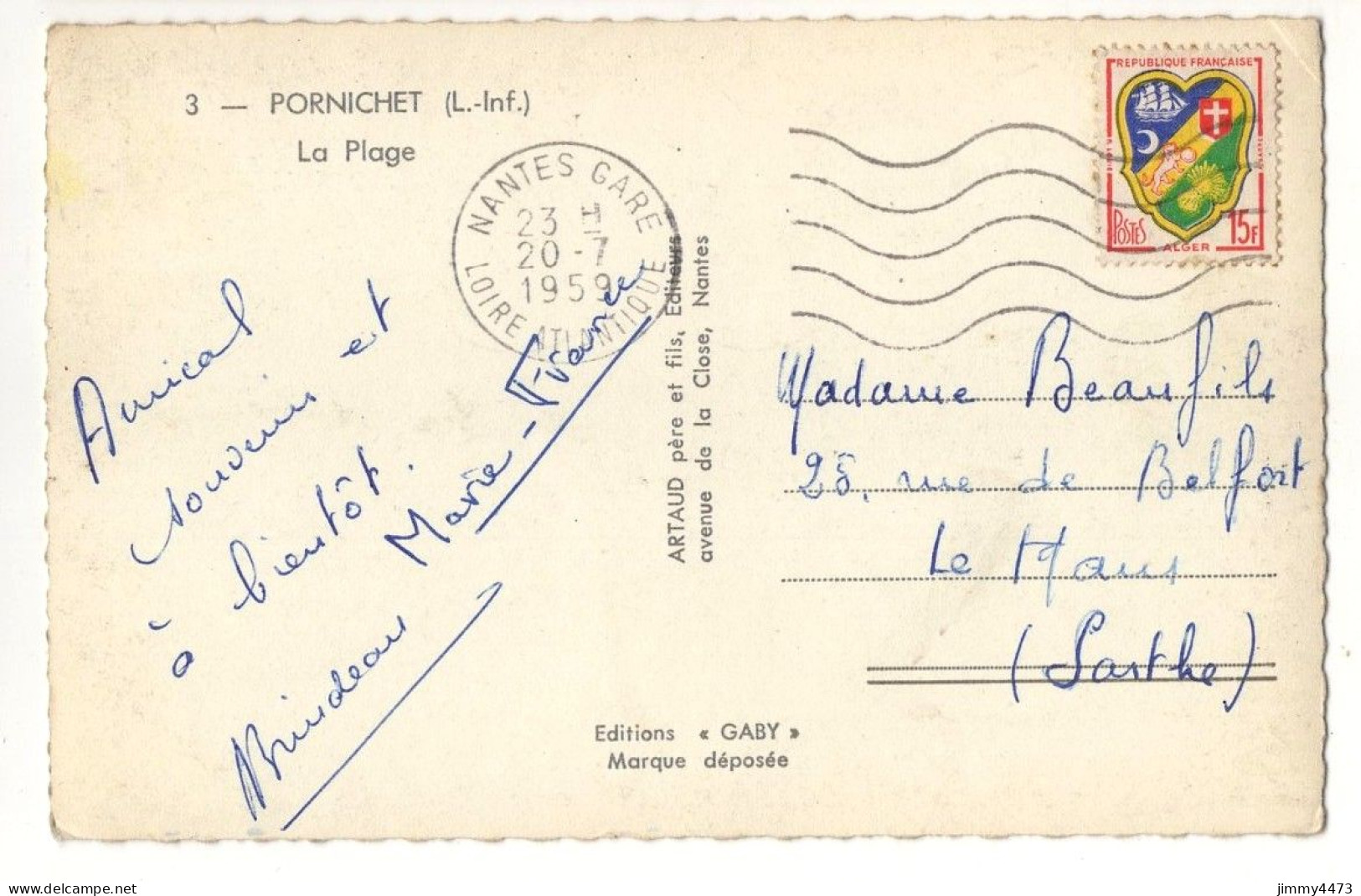 CPSM - PORNICHET En 1959 (L.-Inf.) - La Plage ( Le Remblai Bien Animé ) N°3 - Edit. ARTAUD Père Et Fils Nantes - Pornichet