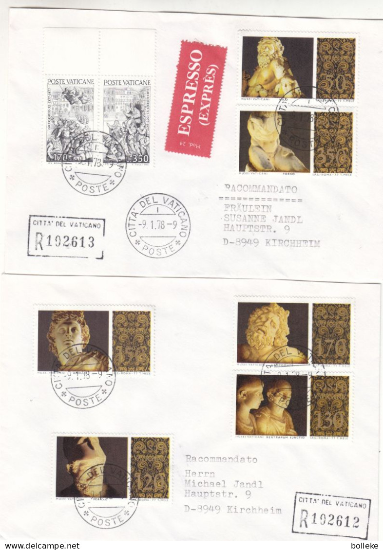 Vatican - 2 Lettres Recom Exprès De 1978 - Oblit Citta Del Vaticano - Exp Vers Kirchheim - Cachet De Mindelheim - - Storia Postale