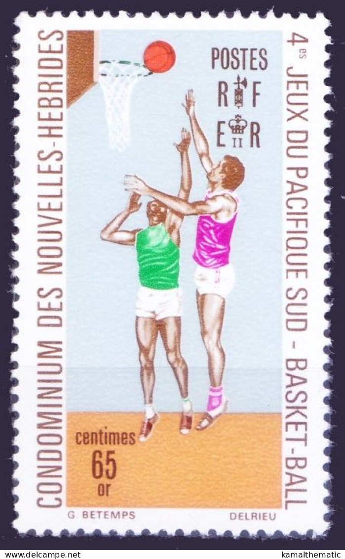 New Hebrides 1971 MNH, Basketball, Sports, 4th South Pacific Games, Papeete (Tahiti) - Baseball