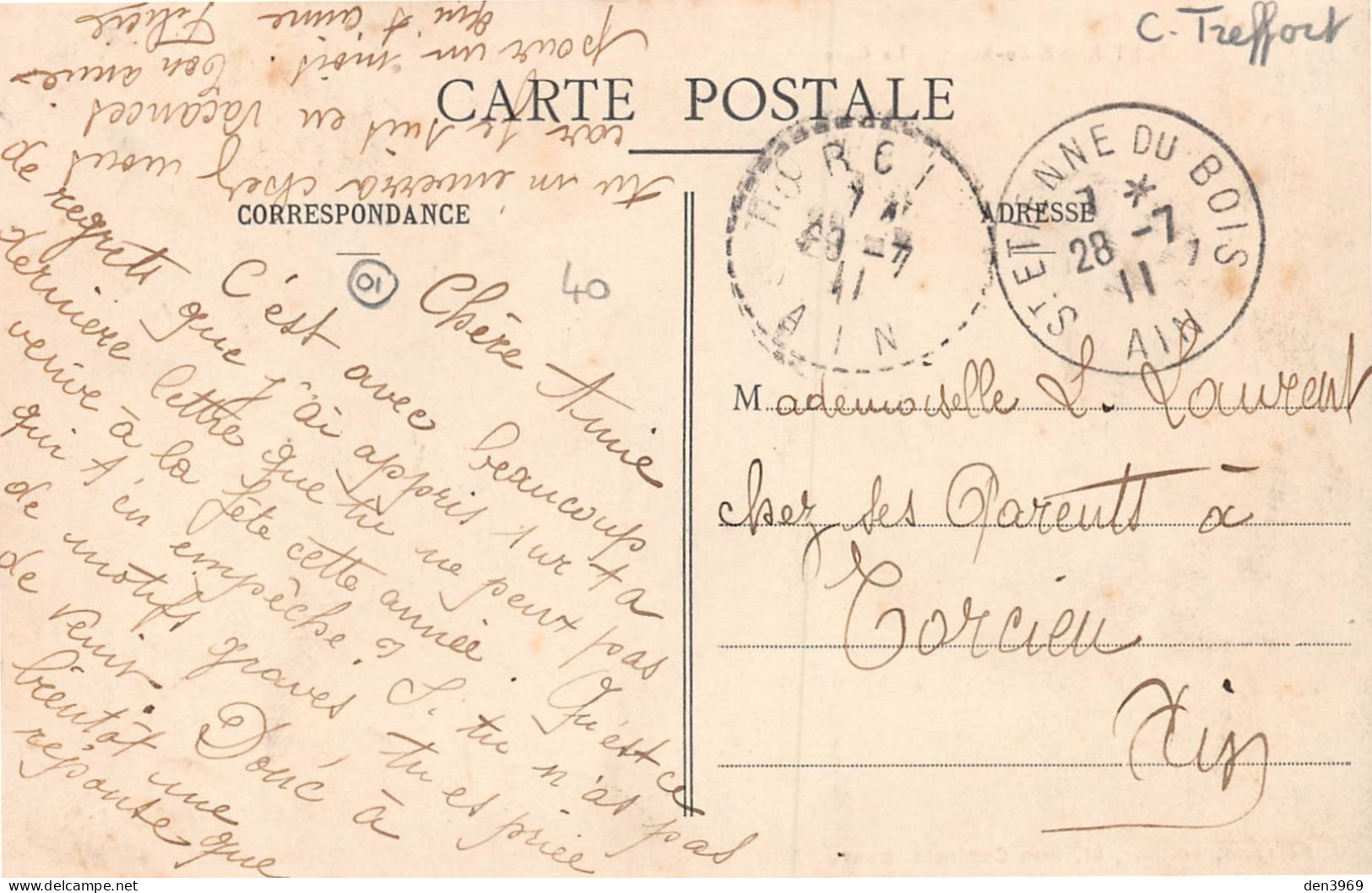 SAINT-ETIENNE-du-BOIS (Ain) - La Gare - Passage Du Train - Voyagé 1911 (2 Scans) - Sin Clasificación