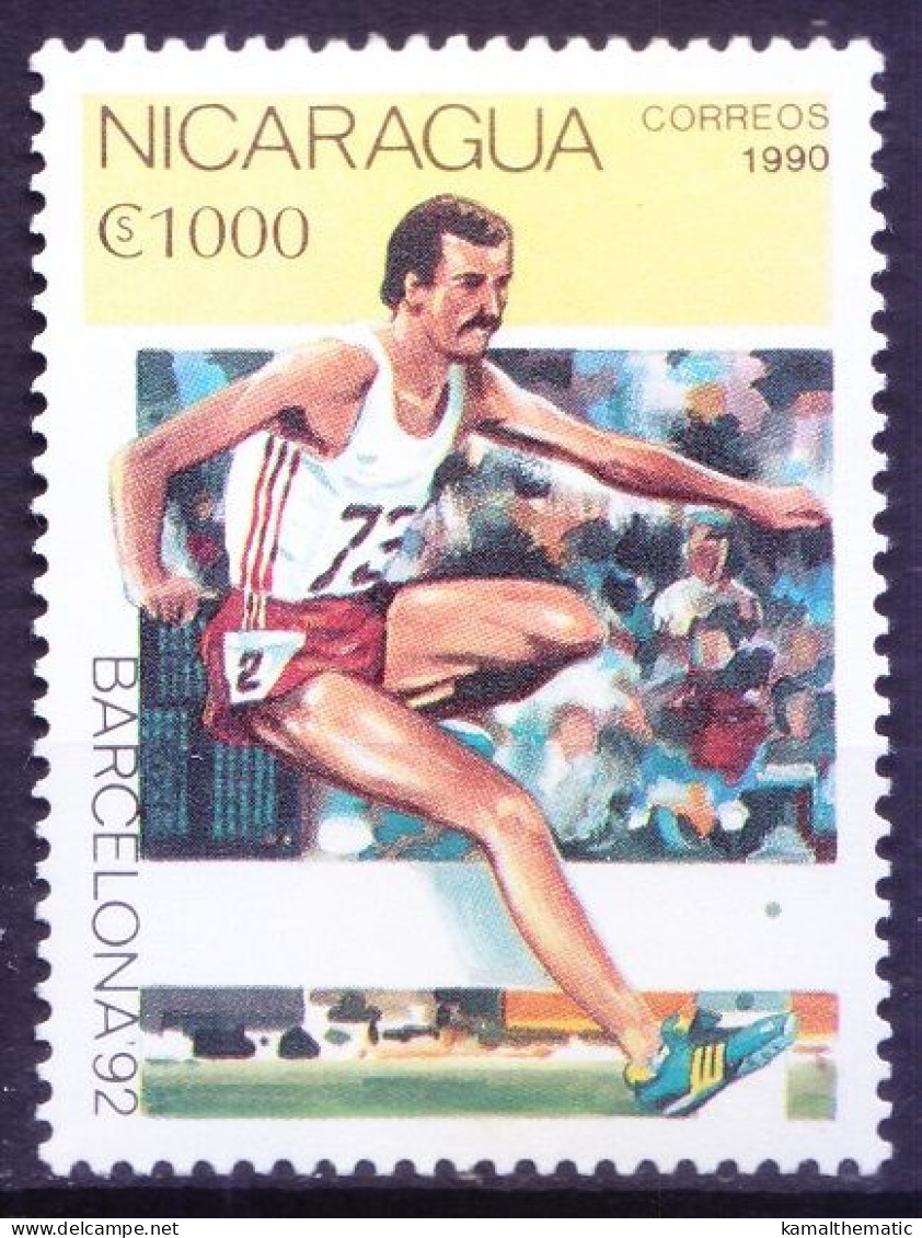Nicaragua 1990 MNH, Olympic 1992, Steeplechase, Athletics, Hurdling, Sports - Atletica