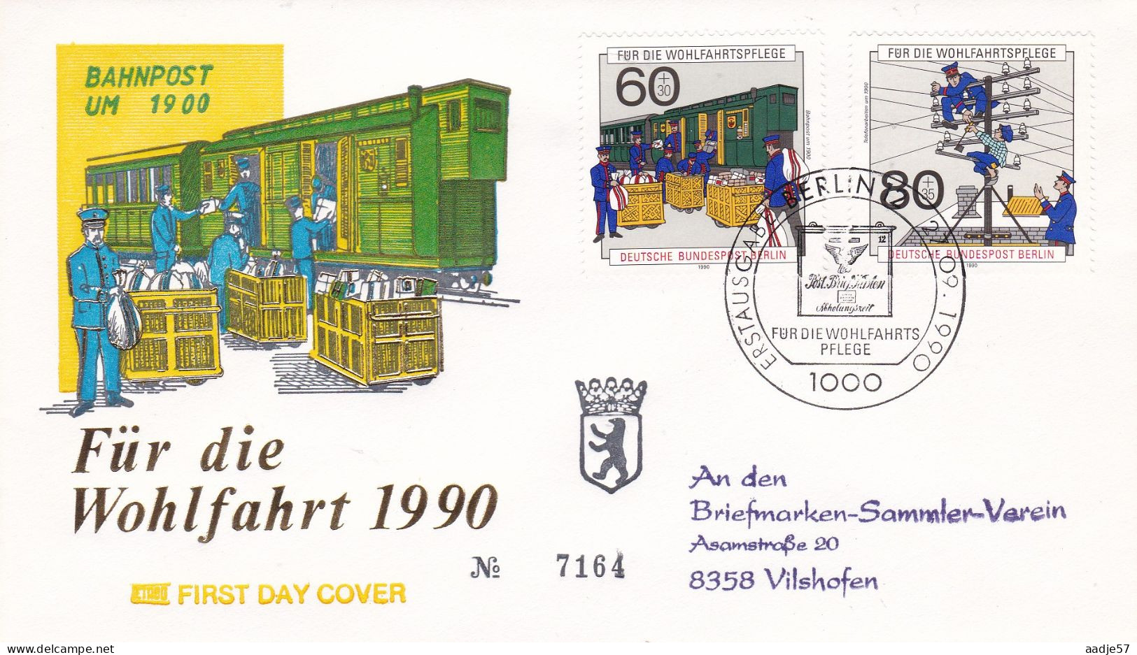 Germany Berlin 1990 Postal Wagon Train Railway FDC MI-NR. 876-878 - Trains