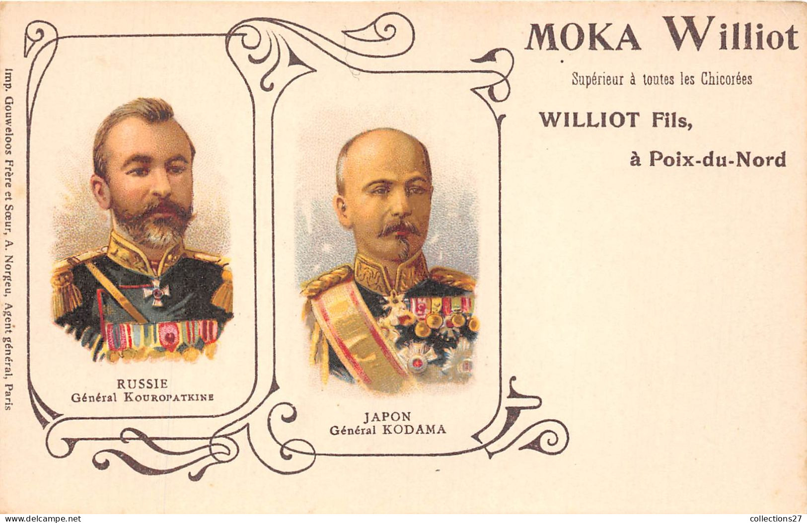 59-POIX-DU-NORD- CARTE PUB- MOKA WILLIOT ET FILS -RUSSIE Gel KOUROPATKINE - JAPON Gel KODAMA - Andere & Zonder Classificatie