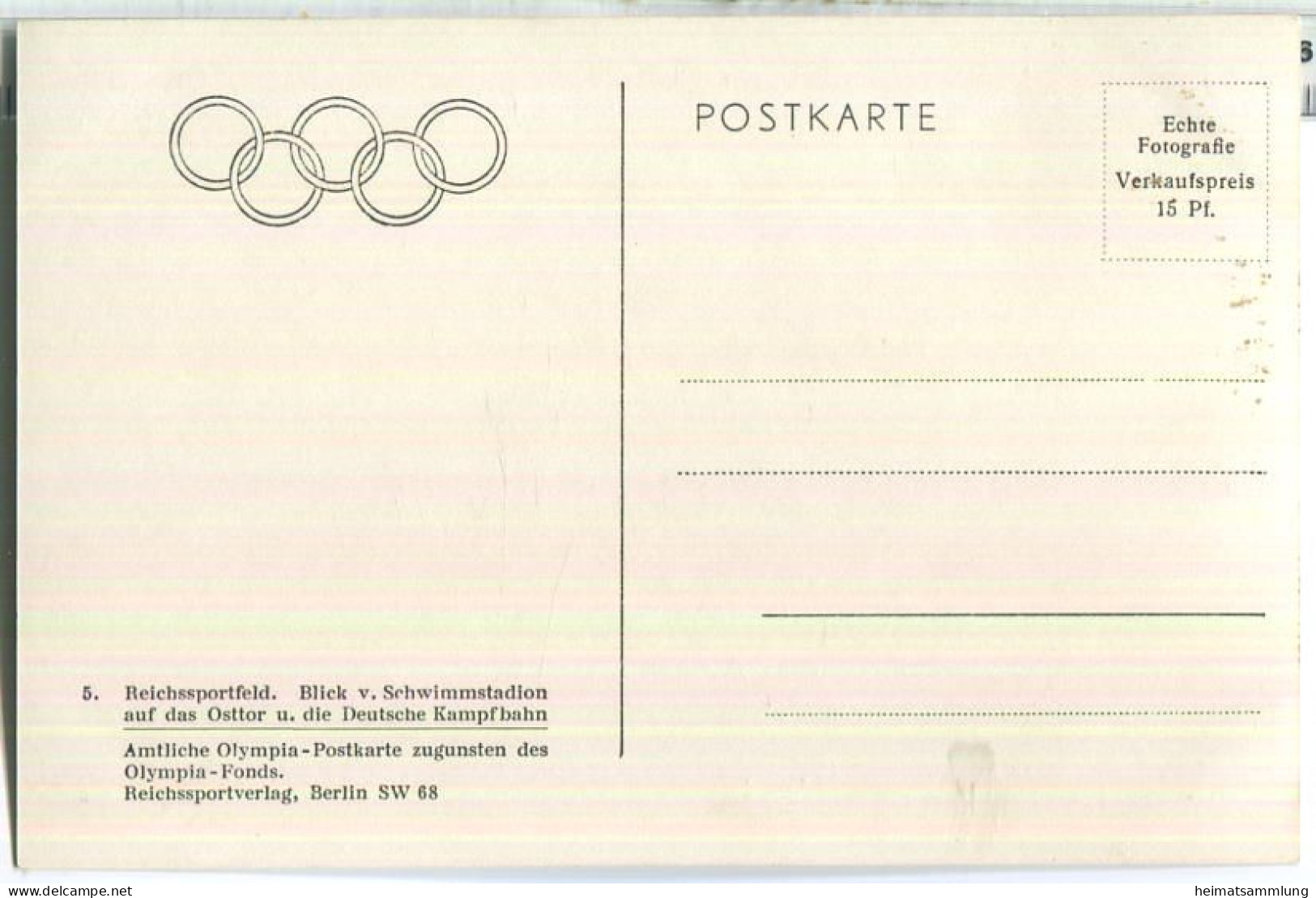Berlin - Reichssportfeld - Osttor - Deutsche Kampfbahn - Foto-Ansichtskarte - Amtliche Olympia-Postkarte - Charlottenburg