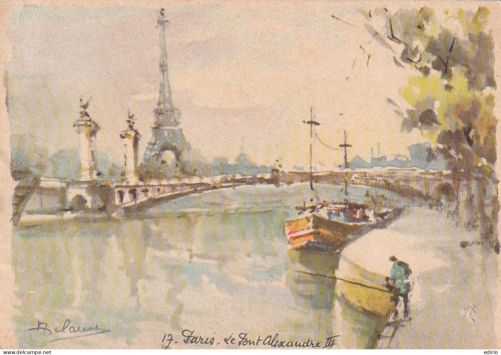 *** 75  ***   PARIS  Le Pont Alexandre III Par Illustrateur TTB Timbrée  1963  - Bridges