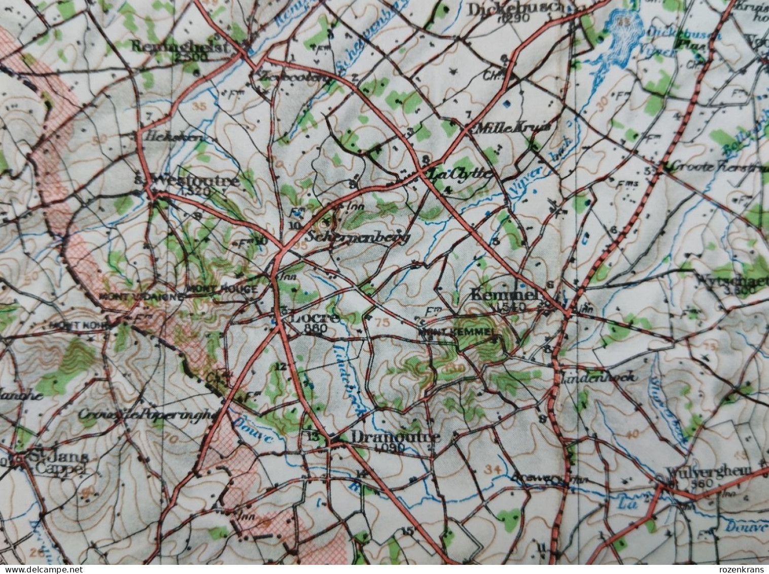 Carte Topographique Militaire UK War Office 1917 World War 1 WW1 Hazebrouck Ieper Poperinge Armentieres Cassel Kemmel - Topographical Maps