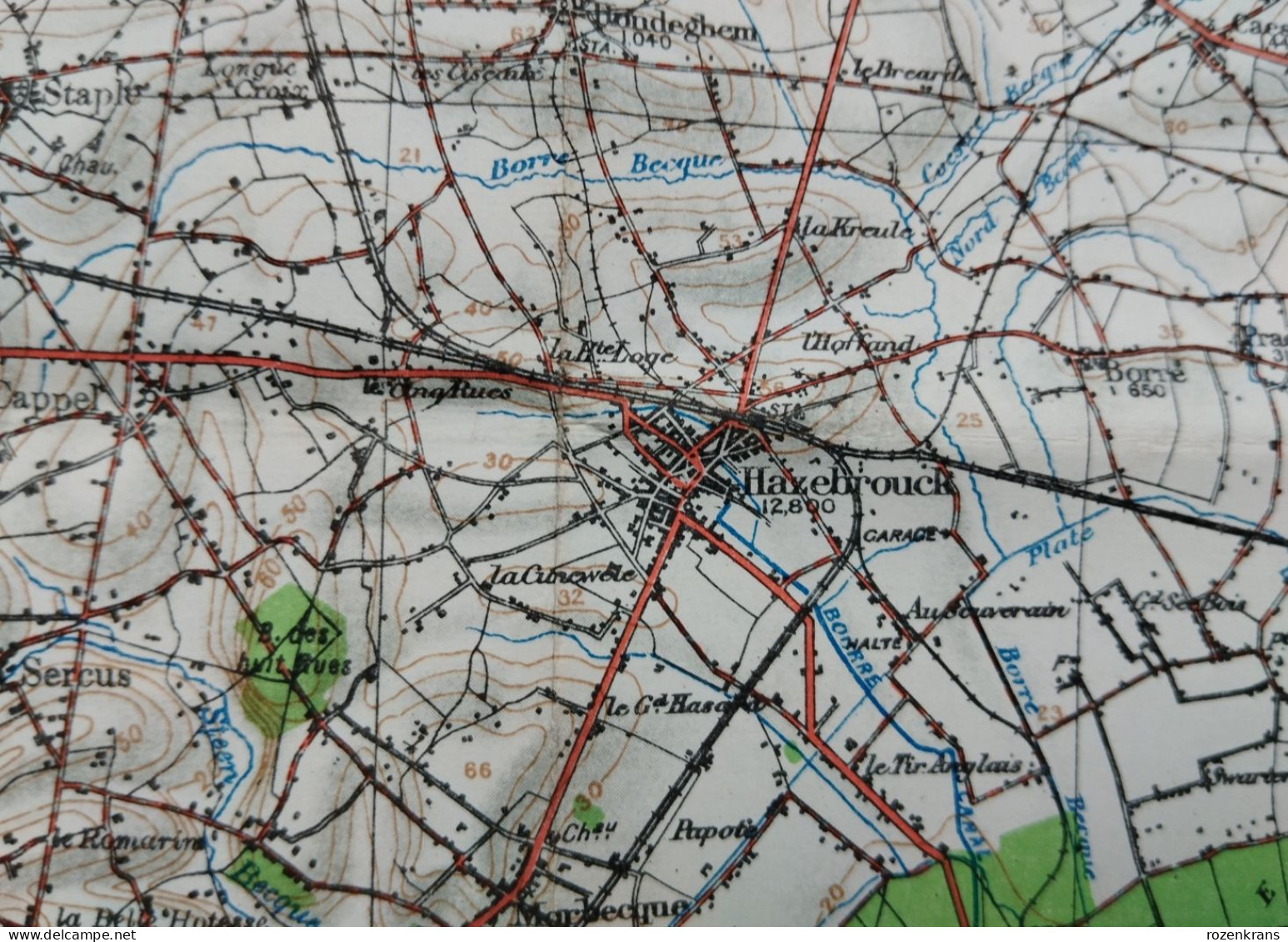 Carte Topographique Militaire UK War Office 1917 World War 1 WW1 Hazebrouck Ieper Poperinge Armentieres Cassel Kemmel