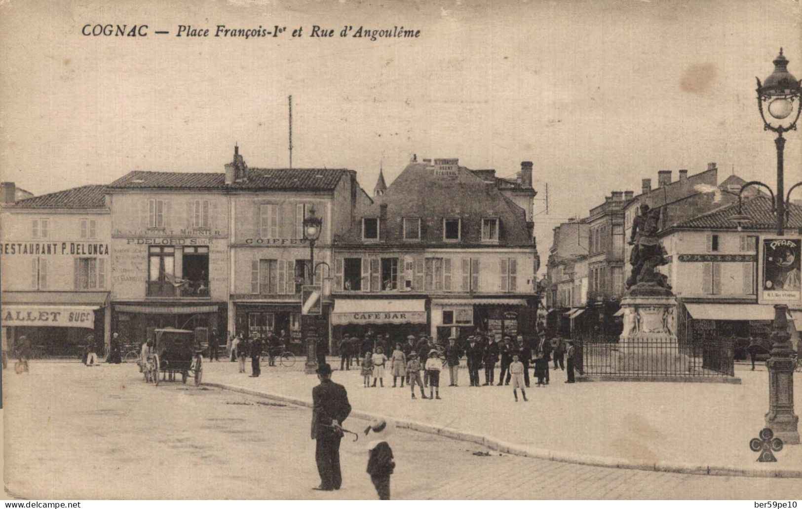 16 COGNAC PLACE FRANCOIS 1er ET RUE D'ANGOULEME RESTAURANT P. DELONGA ET DIVERS COMMERCES - Cognac