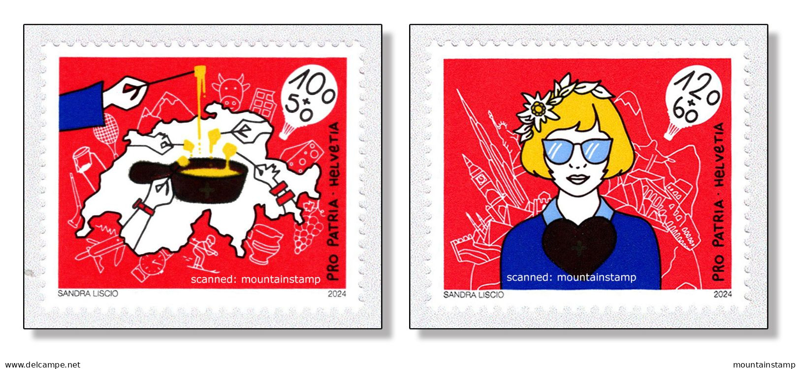 Switzerland 2024 (2/24) Pro Patria Food Kitschen Cheese Fondü Fondue Fonduta National Symbols Edelweiss MNH ** - Unused Stamps
