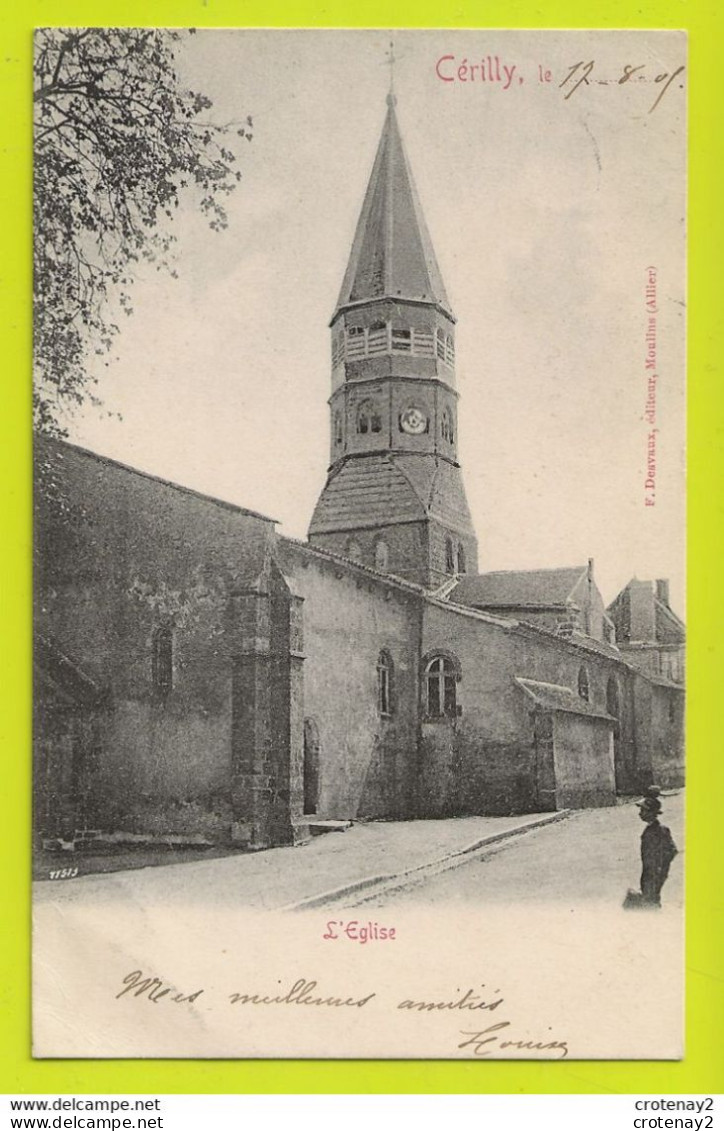 03 CERILLY Vers Bourbon L'Archambault L'Eglise En 1905 VOIR DOS Non Séparé - Sonstige & Ohne Zuordnung