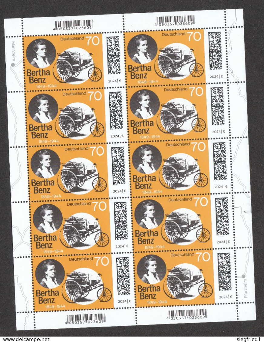 Deutschland BRD **  3829 Berta Benz   Postpreis 7,00 € Neuausgabe 2.5.2024 - Unused Stamps
